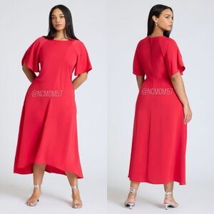 NWT Eloquii Red Seam Detail Relaxed  Midi Dress